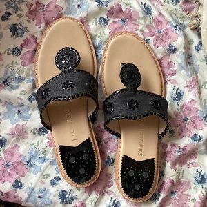 Jack Rogers Black Glitter Sandals